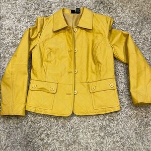 Yellow leather Quilted Women's Jacket